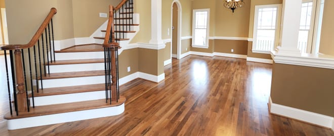 Finished hardwood flooring in a Denver home