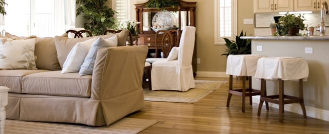 Finished hardwood flooring in a Denver home