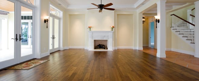 Finished hardwood flooring in a Denver home