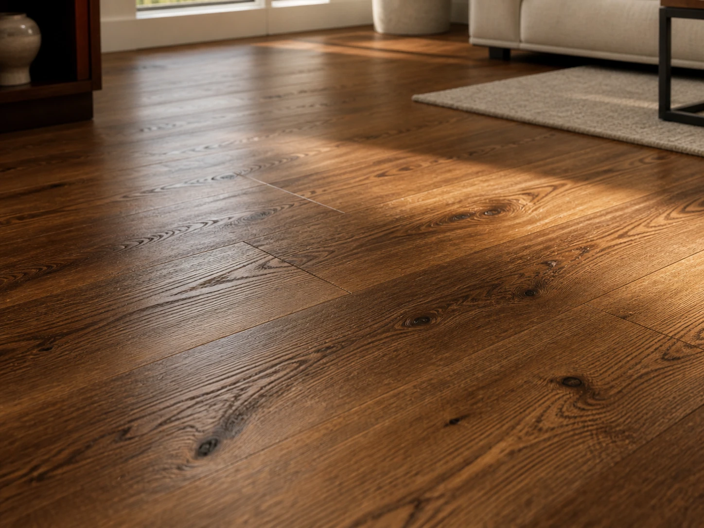 Detailed view of premium hardwood flooring craftsmanship