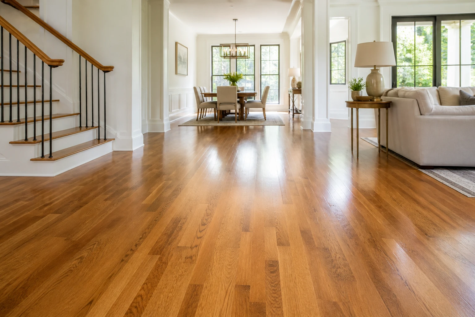 Finished hardwood flooring ready for a free estimate consultation