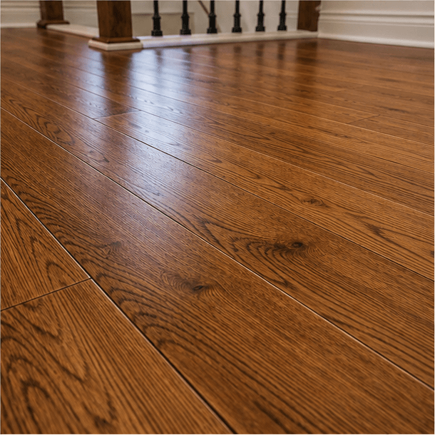 Detailed hardwood floor craftsmanship in a finished home