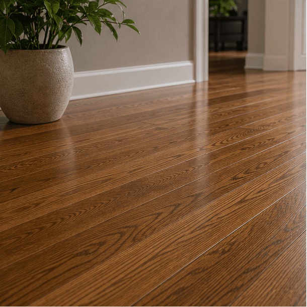 Finished hardwood flooring detail in a residential home