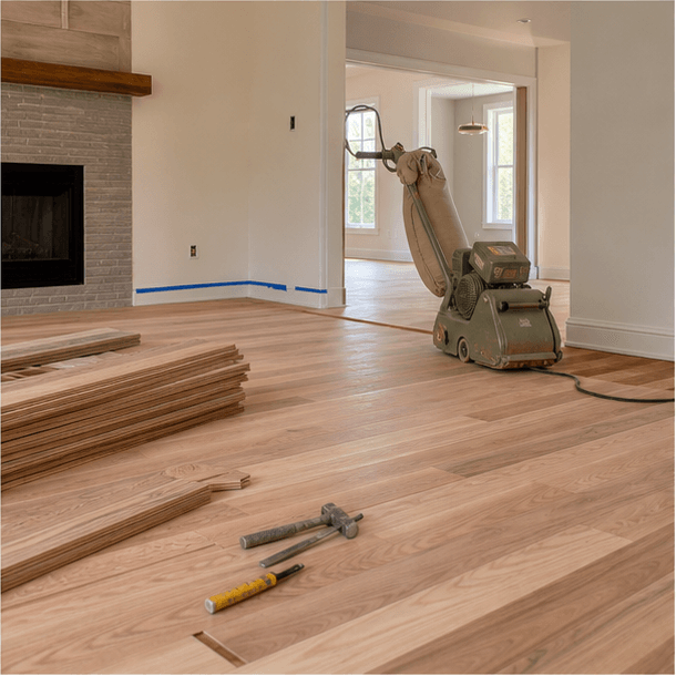 Hardwood flooring project preparation and finishing process