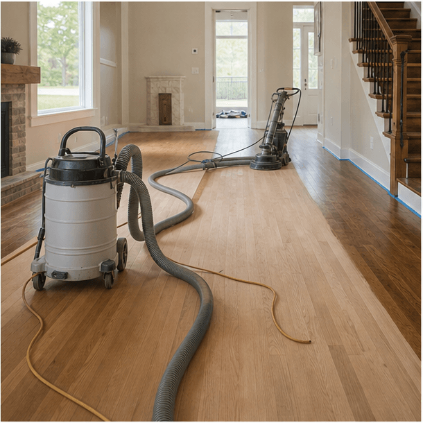 Dustless sanding and refinishing process in a Denver-area home