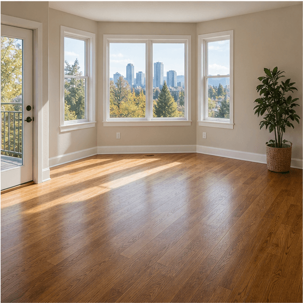 Hardwood floor ready for a dustless refinishing estimate consultation
